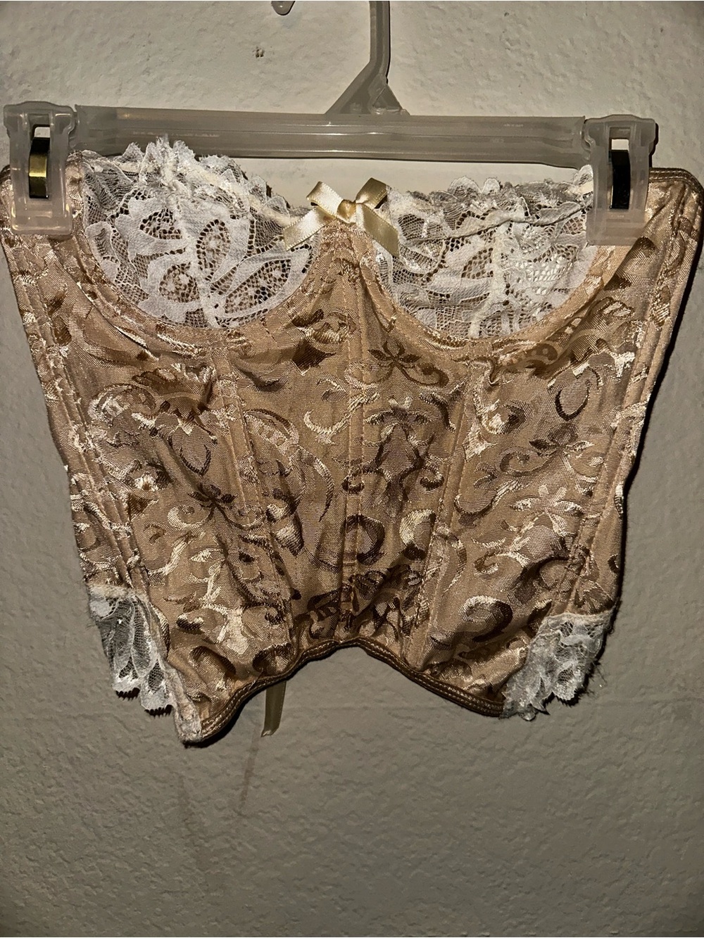 Champagne gold and cream white lace up corset size XS
